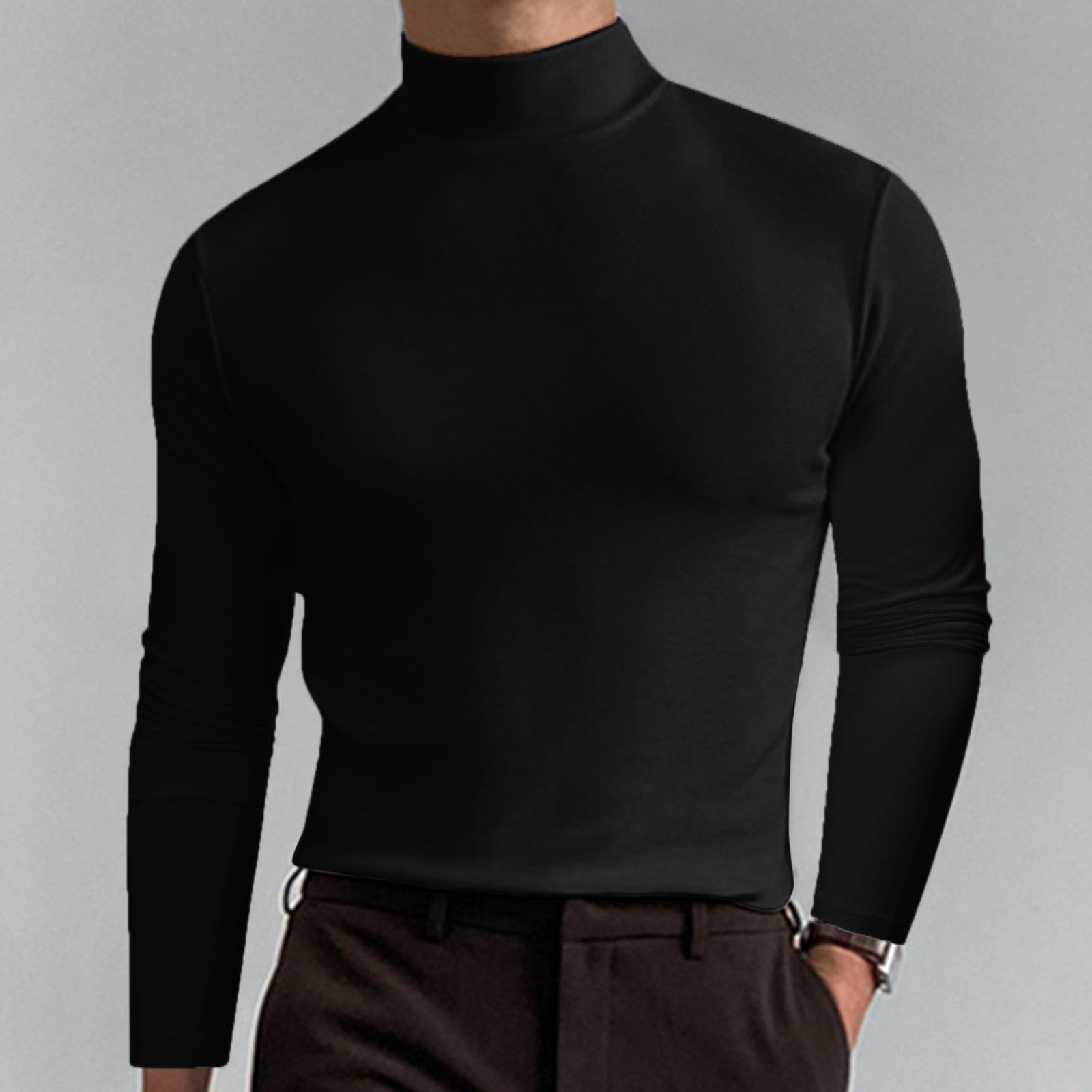 ⏳Begrenzte Zeit 50% Rabatt💥🎁【Geschenk-Empfehlung】Hochgeschlossenes Herren-T-Shirt mit langen Ärmeln und schmaler Passform
