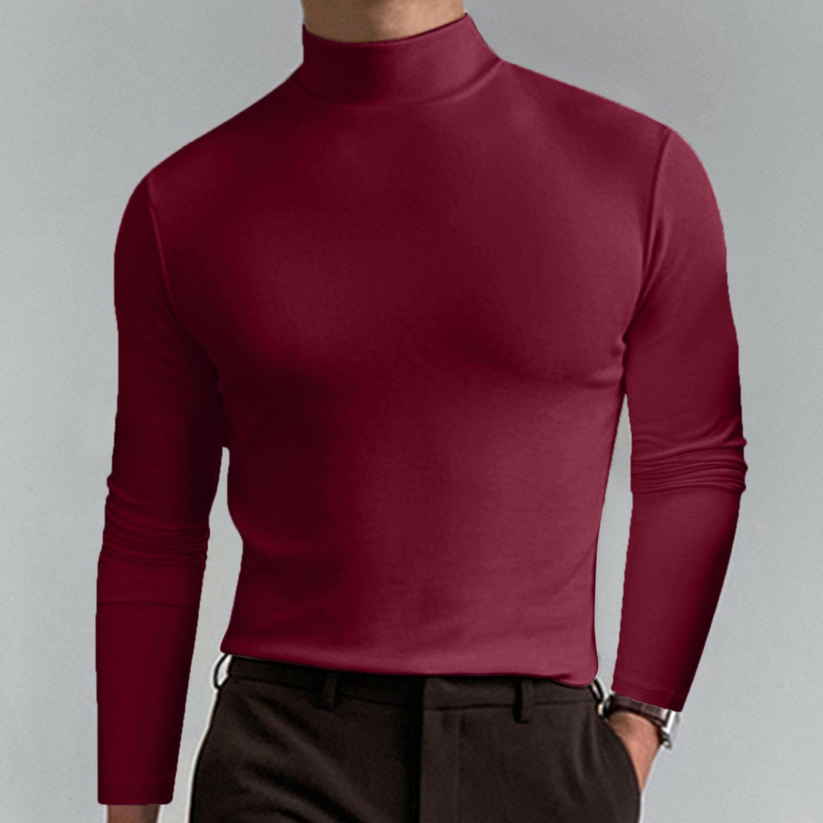 ⏳Begrenzte Zeit 50% Rabatt💥🎁【Geschenk-Empfehlung】Hochgeschlossenes Herren-T-Shirt mit langen Ärmeln und schmaler Passform