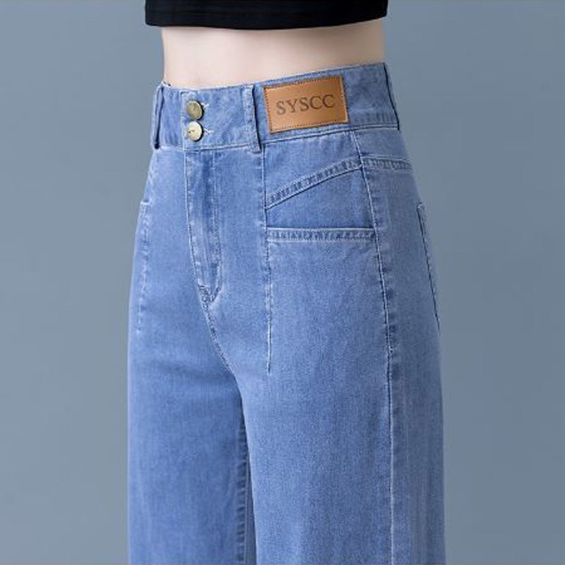 Kühlende Damen-Jeanshose aus Eisseide mit geradem Bein