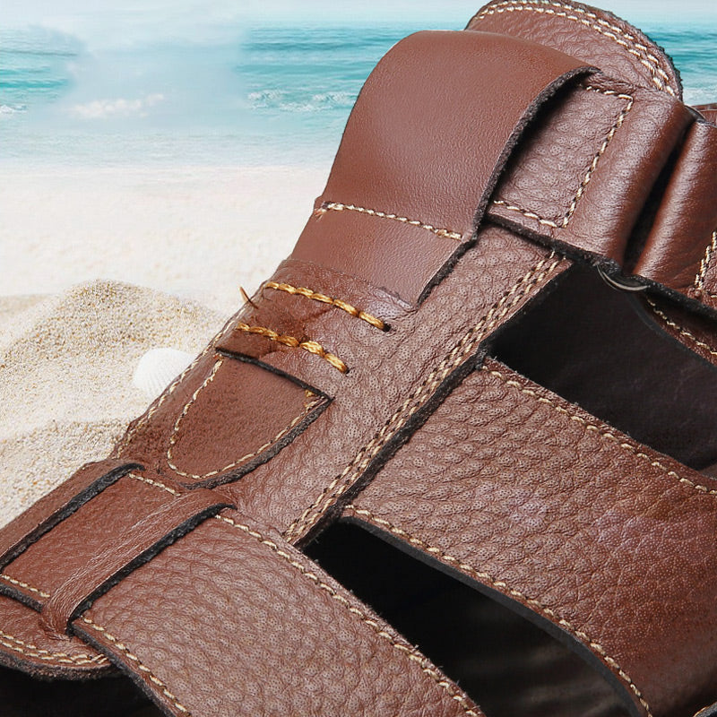 Atmungsaktive Sommer-Ledersandalen für Herren