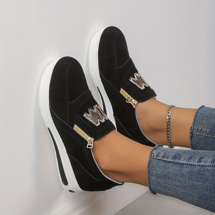 🌞Frühlingserwachen: 50% Rabatt!✨Orthopädische Damensneaker mit Plateau-Sohle – 3-Fußgewölbe-Unterstützung, Atmungsaktiv & Rutschfest, Stylisch mit Gold-Details für Ganztägigen Komfort