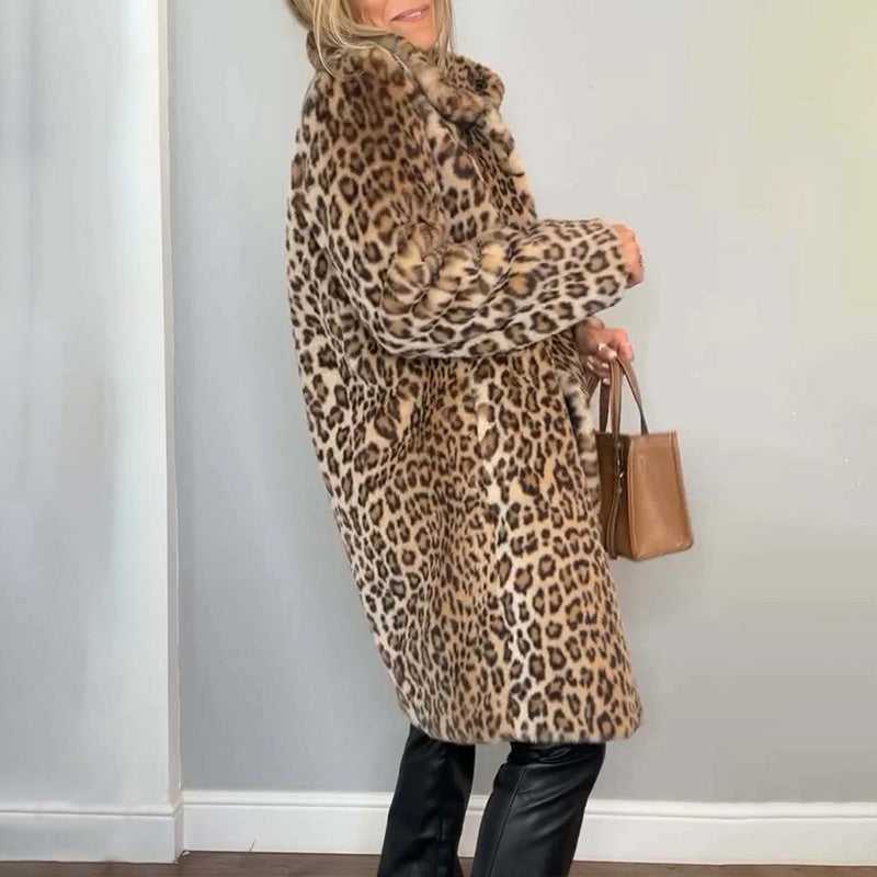💖Mittellange Jacke mit Leopardenmuster für Damen