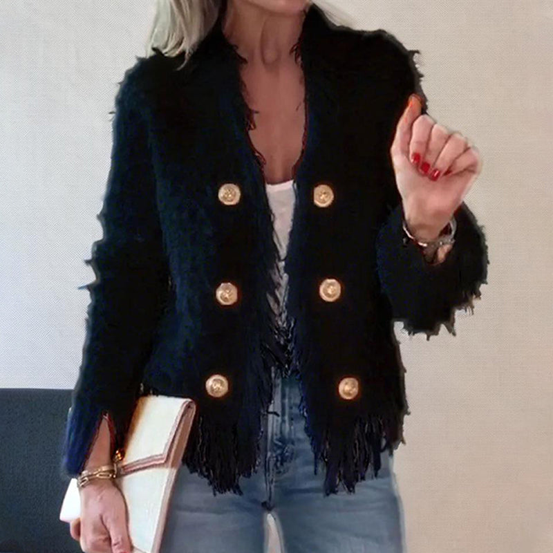 💗LETZTER TAG AKTION - 51% RABATT💗Modische Kurzjacke für Damen mit Knöpfen und Quasten