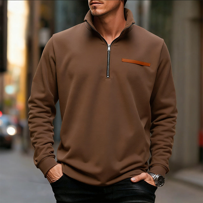 🔥Zeitlich begrenztes Angebot-Elegante Langarm-Oberteile mit halbem Reißverschluss für Herren🚀Versandkostenfrei