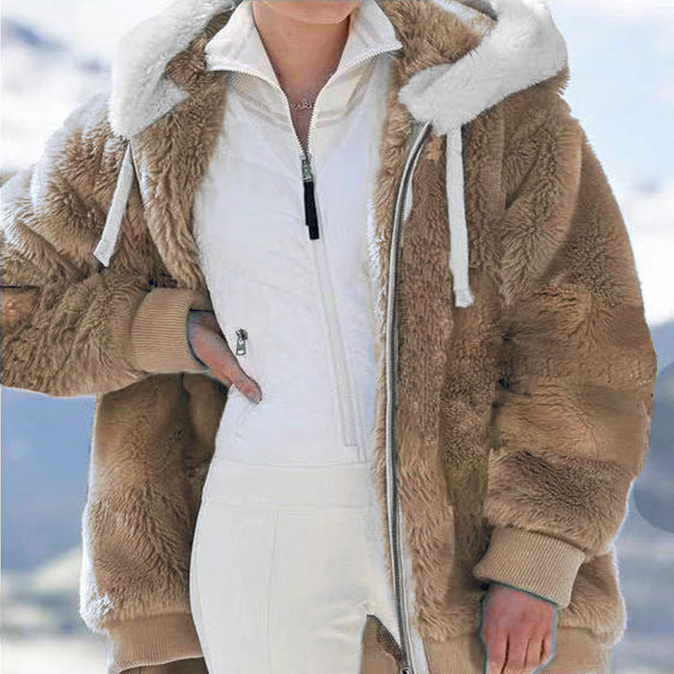 🎅Heiße Rabatte 50 % RABATT🔥Kapuzen-Fleecejacke mit Lammfellfutter🐑