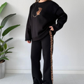 🎉 Neujahrsgeschenk – 50% RABATT!🔥 Damen 2-teiliges Casual-Set (mit Leopardenprint-Akzent) – Oversized & Bequem: Nie wieder Outfit-Stress!