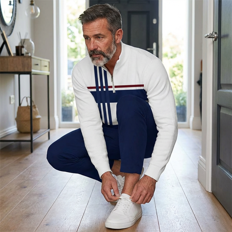 🌞Frühlingserwachen: 50% Rabatt!👕Herren-Trainingsanzug mit Grafikprint – Quarter-Zip & Relaxed Fit | Komfortabel & stilvoll!