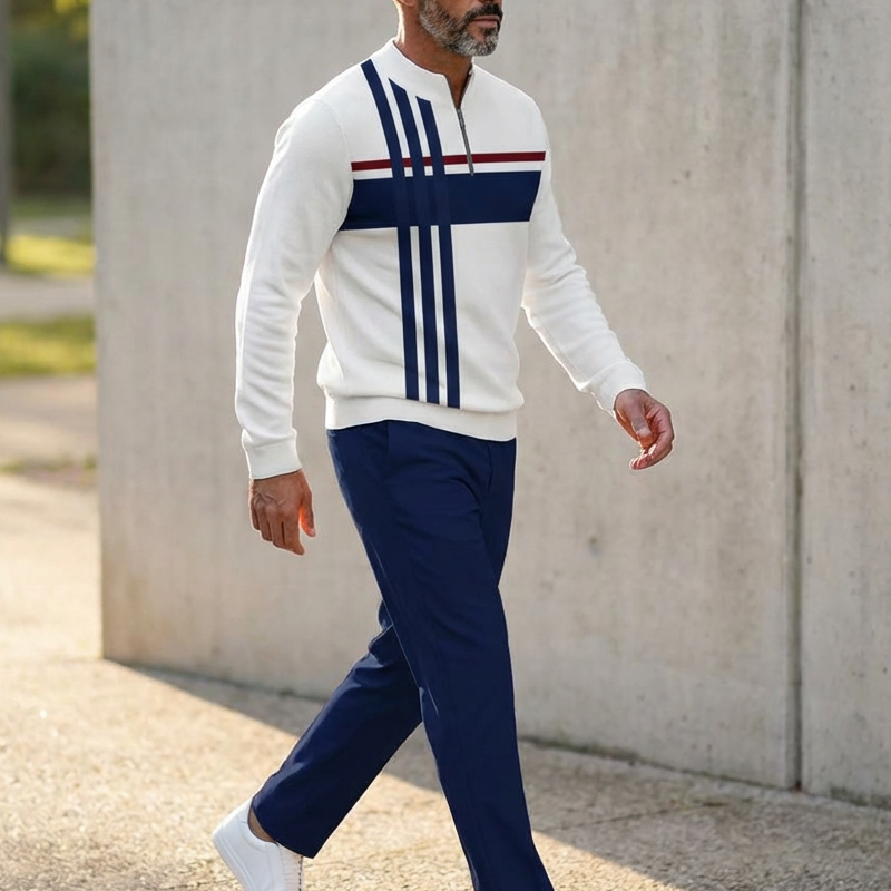 🌞Frühlingserwachen: 50% Rabatt!👕Herren-Trainingsanzug mit Grafikprint – Quarter-Zip & Relaxed Fit | Komfortabel & stilvoll!