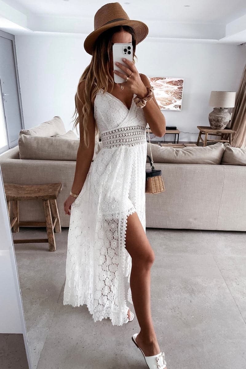 🌞Frühlingserwachen: 50% Rabatt!✨Damen Boho Spitze Jumpsuit – Mit Sicherer Unterrock & Atmungsaktiver Baumwolle, Perfekter Sitz für Sommer